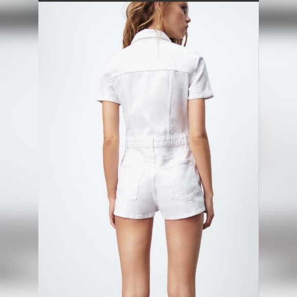 ZARA White Denim Playsuit Junpsuit Shorts. Size XS NWT - Picture 12 of 14